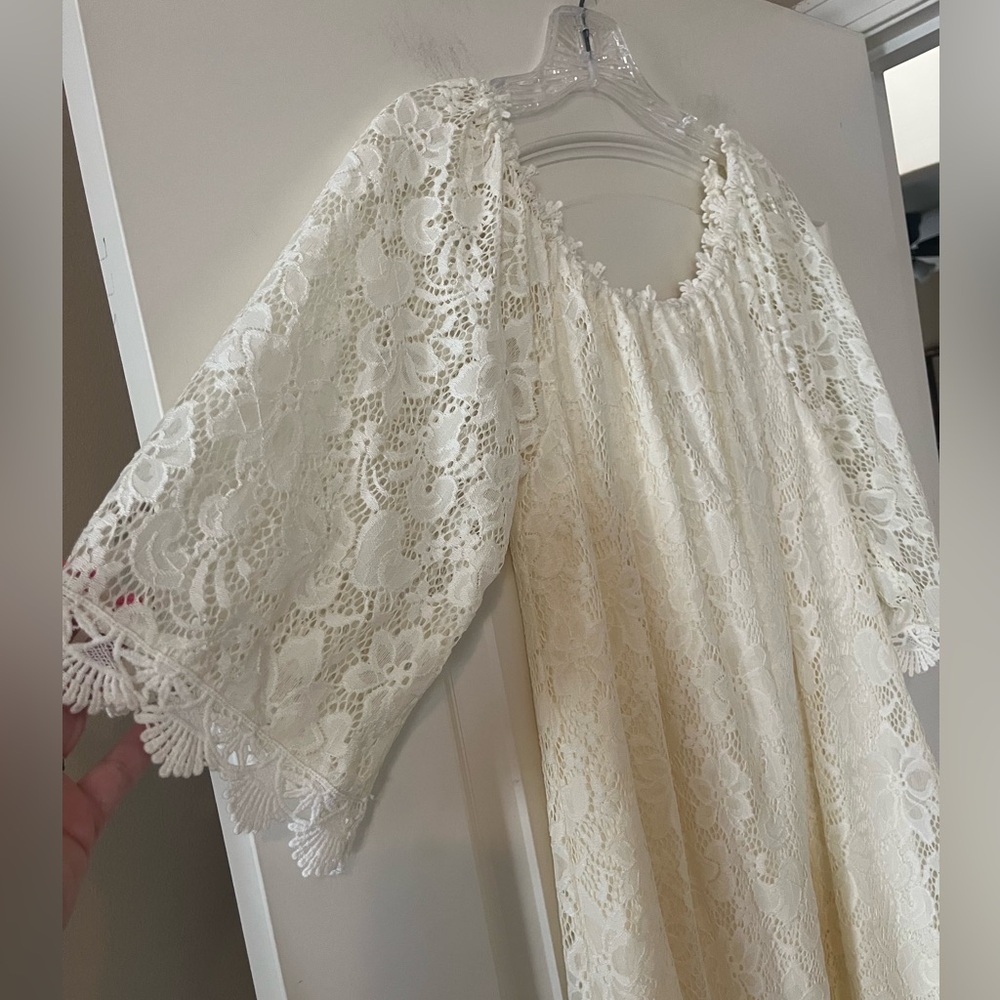Umgee Designer Elegant Cream Lace Women's Mini Dress Size Small - Picture 8 of 16